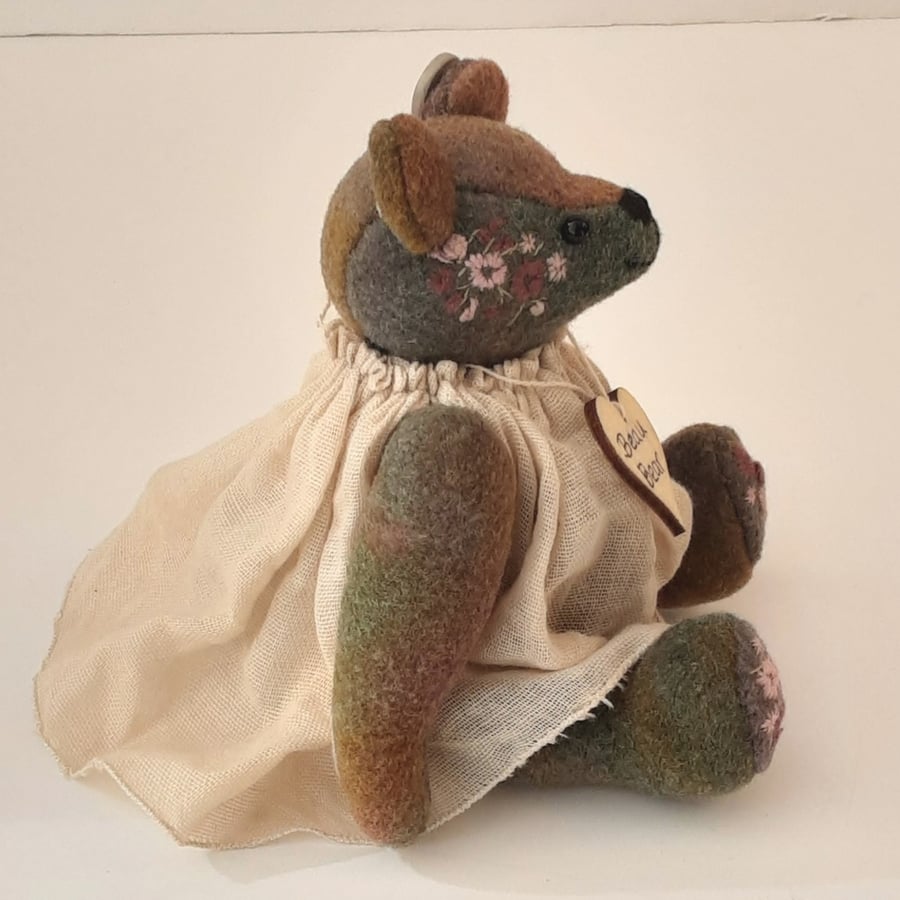 SOLD all hand embroidered artist bear, OOAK handmade mini teddy bear
