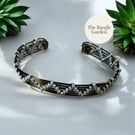 Handmade unisex wire woven antique copper and aluminium bangle