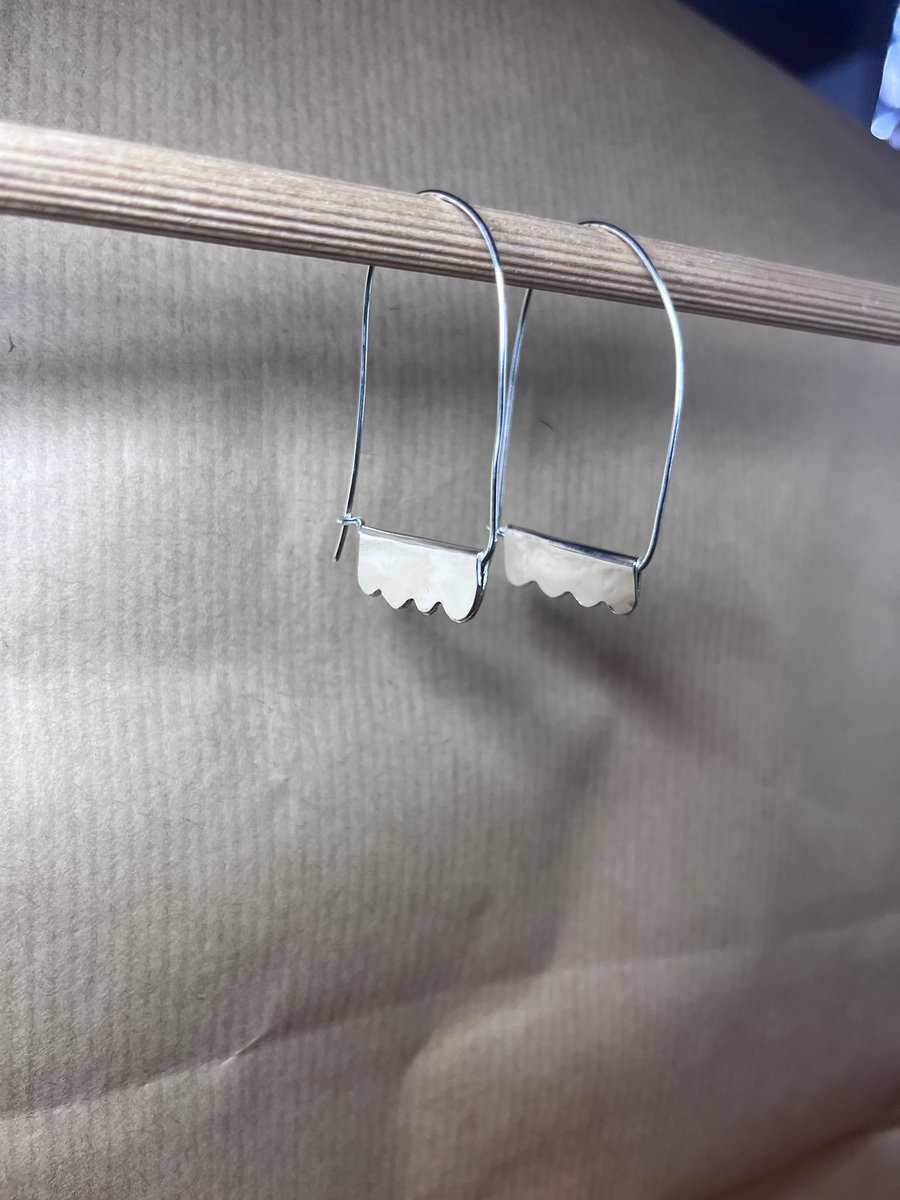 Recycled sterling silver wave earrings