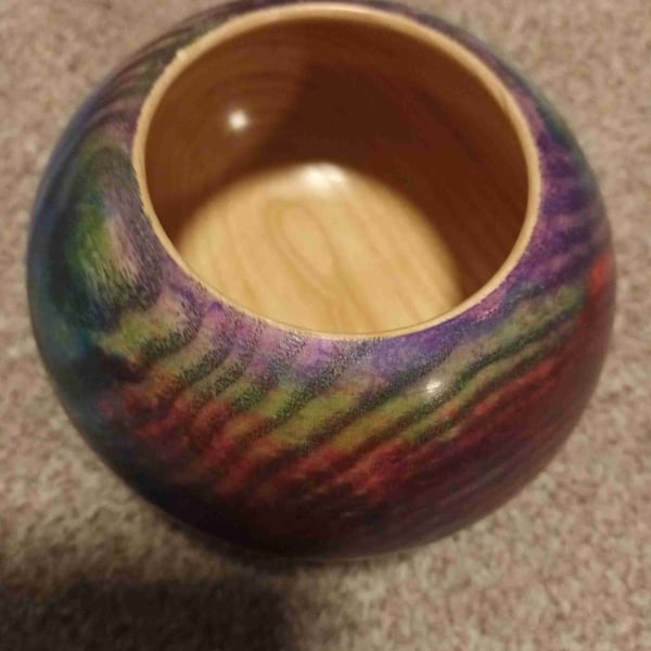 Hand turned coloured Ash bowl 