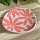 Handmade stoneware flamingo pink flower trinket jewellery dish home decor