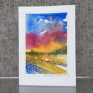 Evening Glow. Blank Card. Original Oainting 260148
