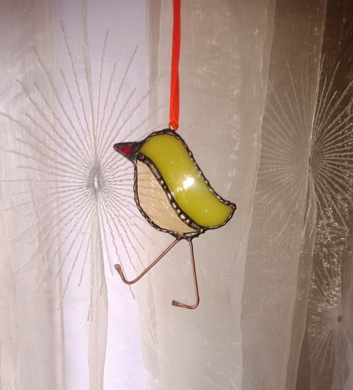 Stained Glass Yellow Chick Suncatcher Hanging Decoration