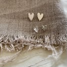 Pointy Hammered Silver Heart Earrings