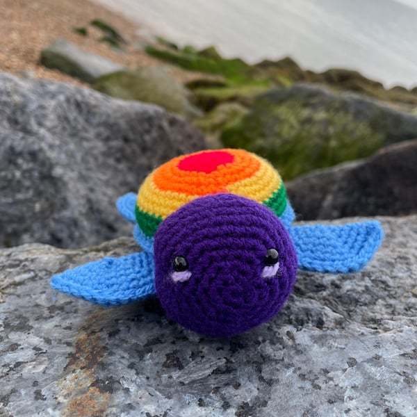 Pride Rainbow Crochet Sea Turtle 