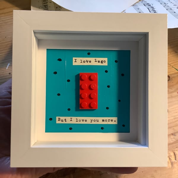 Lego Valentine. I love you. Original art. Gift for men. 
