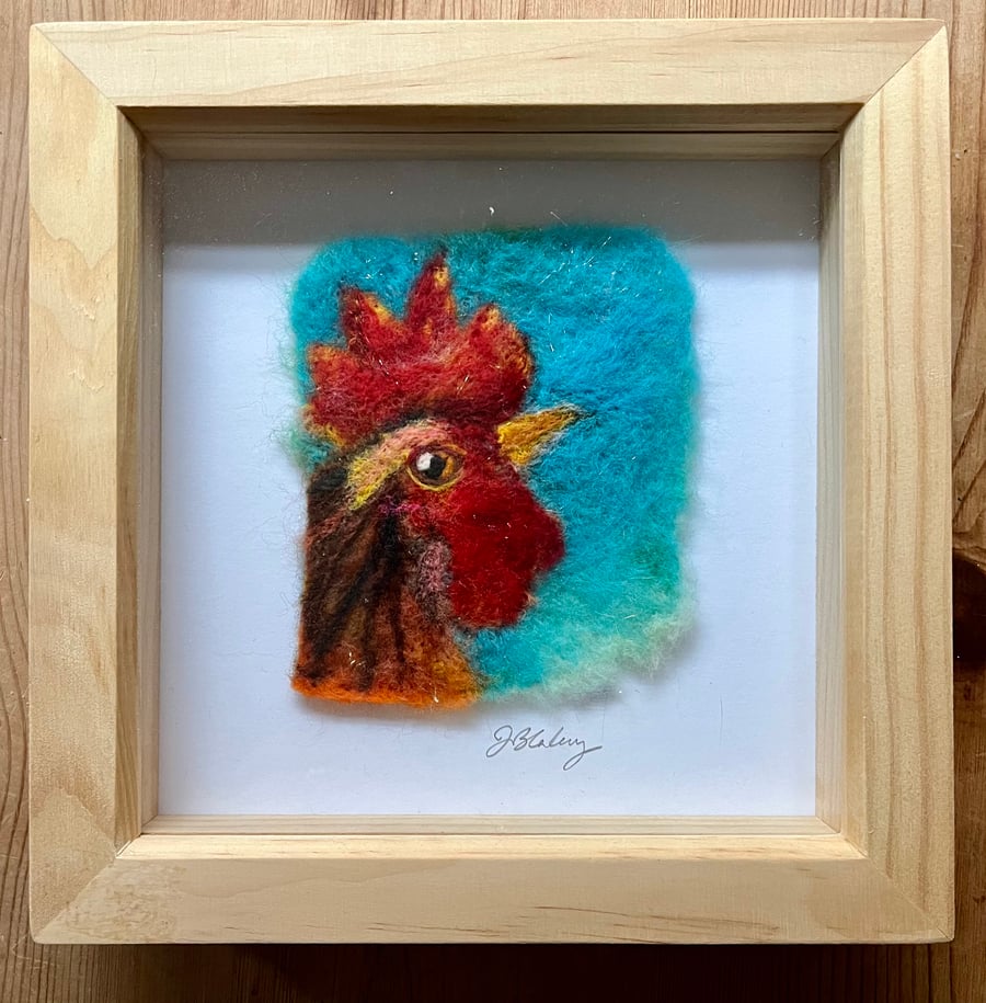 Oh Cockerel! Big chicken felted artwork 