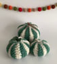 PUMPKINS, squash . Set of 3. Autumn.Green, white. Home decor. Halloween. - Image 2