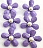 6 Textured Flower Buttons, 32mm, Pearl Centre, Lilac Colour, Italian Design