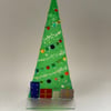 Tall fused glass Christmas tree decoration