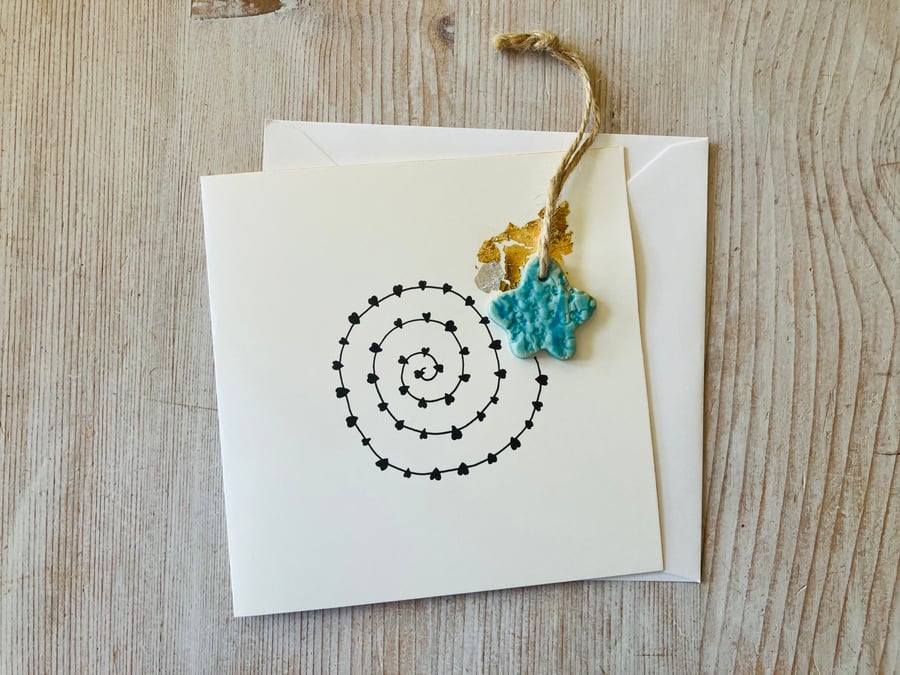 Blank card, hand made charm hanger attached, gift idea, one off bespoke design 