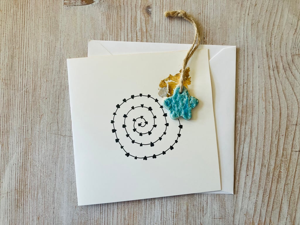 Blank card, hand made charm hanger attached, gift idea, one off bespoke design 