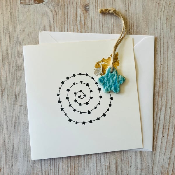 Blank card, hand made charm hanger attached, gift idea, one off bespoke design 