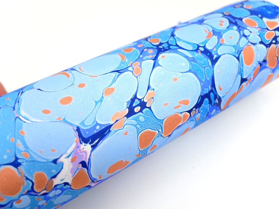 A4 Marbled paper sheet blue copper stone pattern slight second 