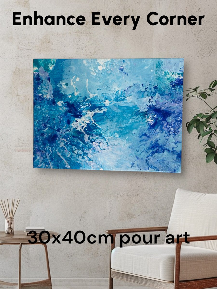 Acrylic fluid pour handmade art painting 