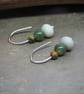 Earrings, silver green moss agate, amazonite drop earrings. - Image 3