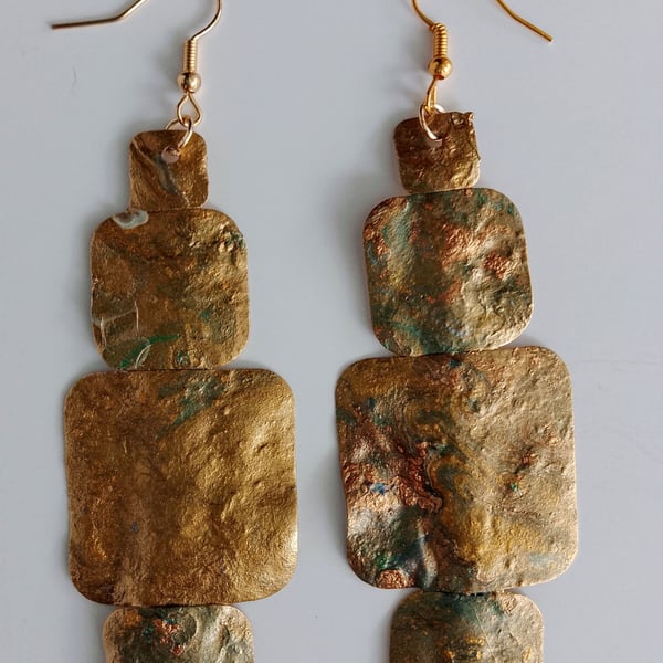Gold with Green Tinge Earrings - Extremely Lightweight!