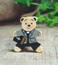Vicar and Bible Bear, Handmade Teddy Bear Badge Pin, Thank You Gift For Vicar - Image 1