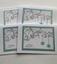 CHRISTMAS CARDS, pack of 4, ' Joy'. Aqua blue, silver . Flourish. Snowflake. - Image 3