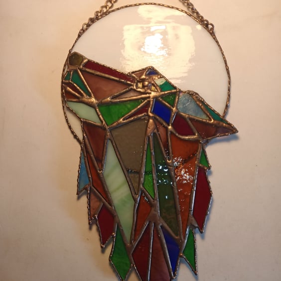 "Wild Wolf" Stained glass Wolf sun catcher hanging decoration