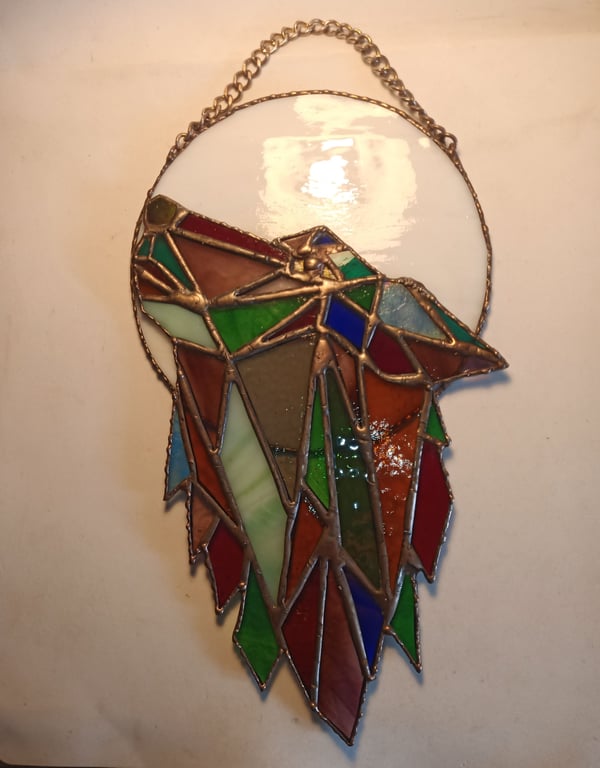 "Wild Wolf" Stained glass Wolf sun catcher hanging decoration