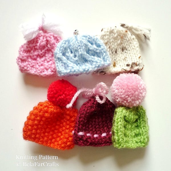 KNITTING PATTERN - Xmas tree ornaments- Mini Egg Hats - PDF file pattern