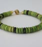 Bracelet Green Turquoise Semi Precious Stone Rondelle Beads Gold Detail Magnet 