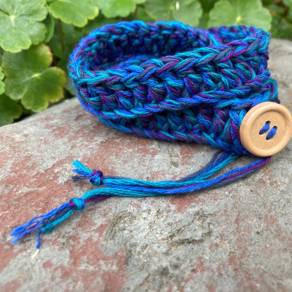 Cotton Wrap bracelet crochet design 