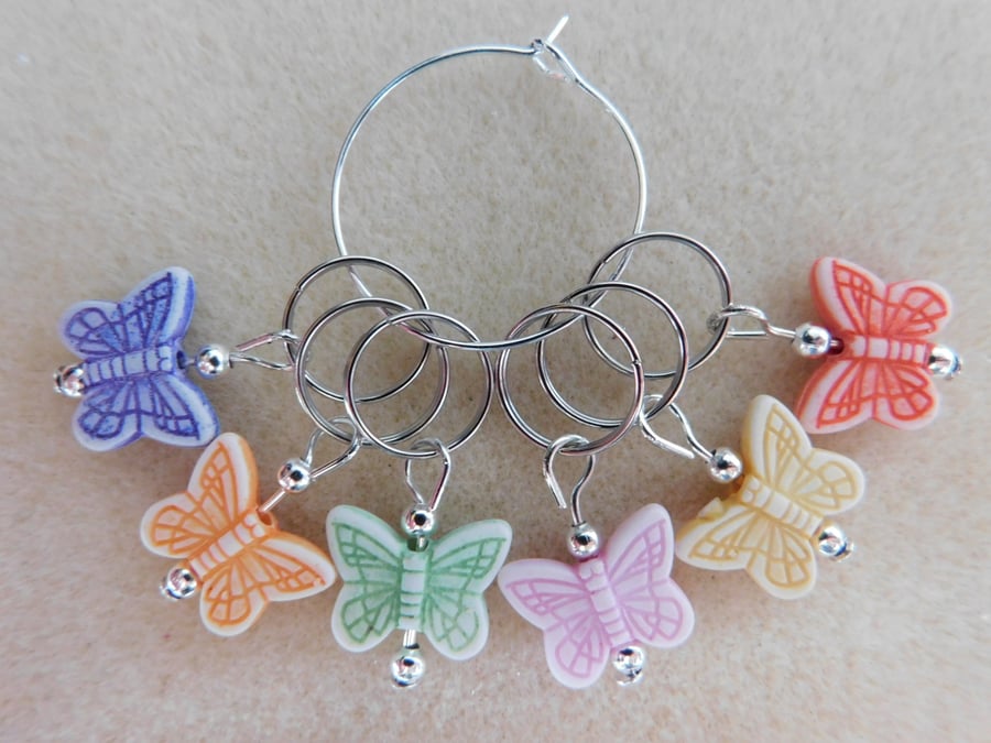 Knitting Stitch Markers Butterflies Butterfly Set of 6