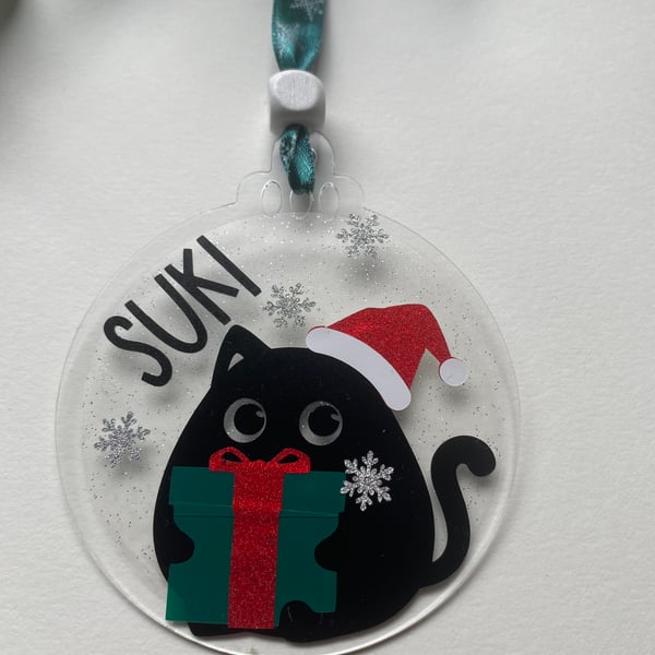 Hand finished personalised Christmas pet decoration cat dog or any animal