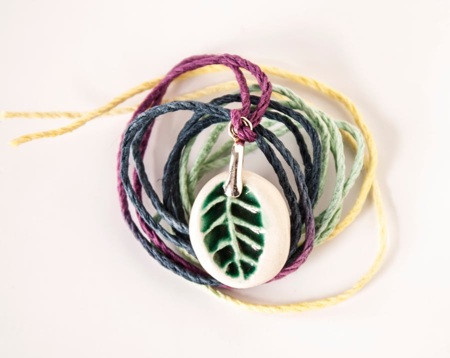 Ceramic Leaf Pendant Necklace
