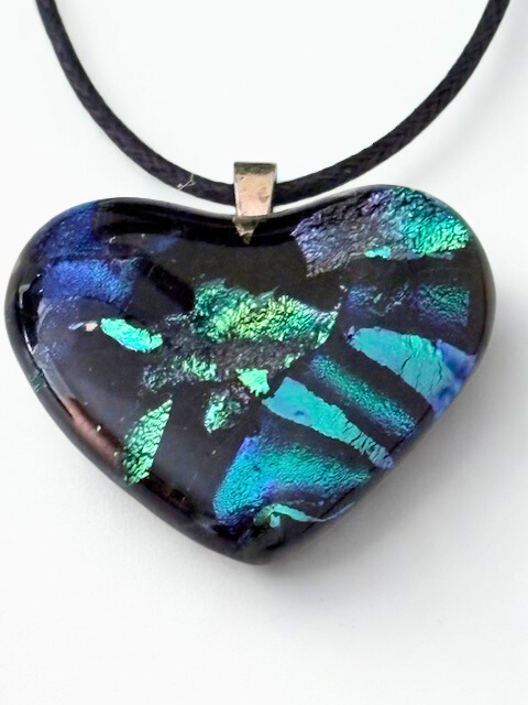 Blue Heart Fused Glass Pendant
