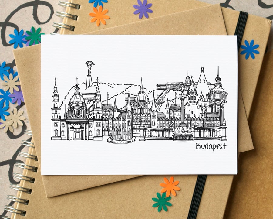 Budapest Skyline Greetings Card
