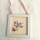 Framed Guinea Pig Appliqué Embroidery Approx 4”