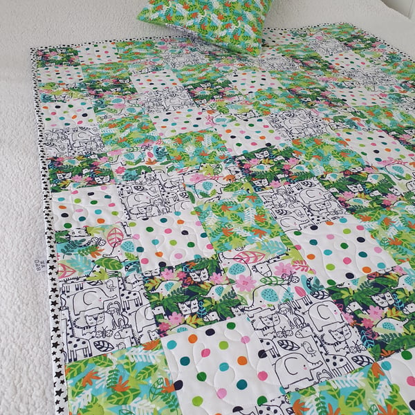 HANDMADE QUILTED THROW & CUSHION SET - Hide & Seek