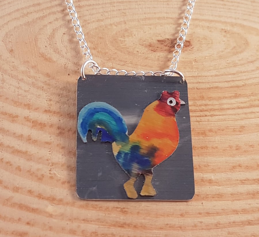 Anodised Aluminium Rooster Necklace AAN041806