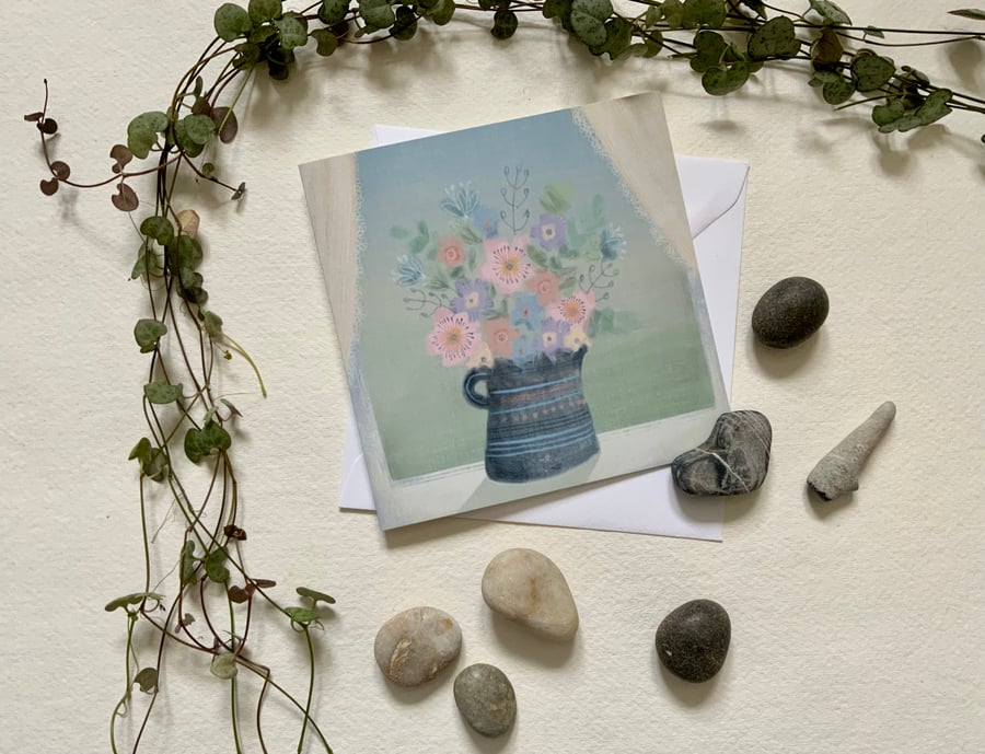 Pretty Pinks,, blank greetings card, birthday, anniversary