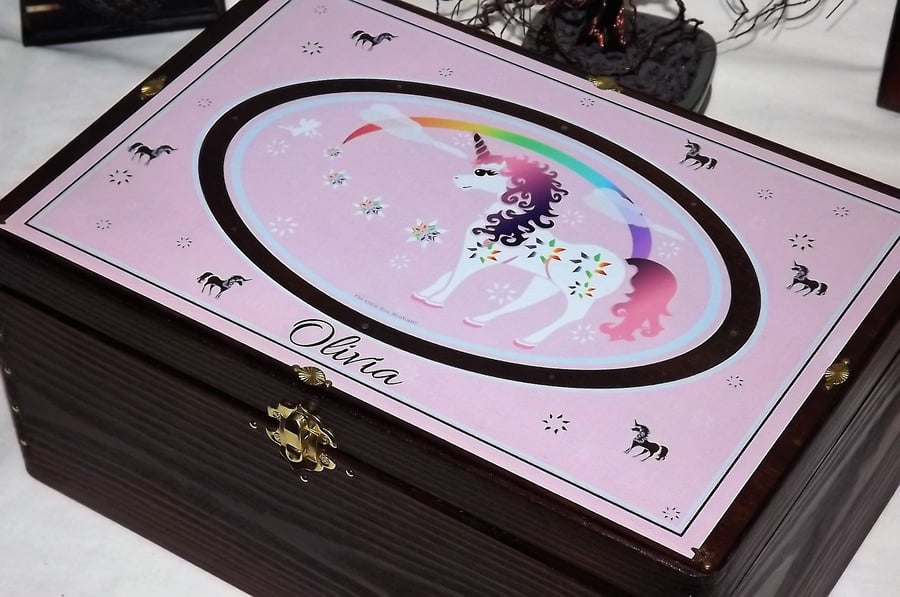 UNICORN Rainbow Fairy Wooden storage box