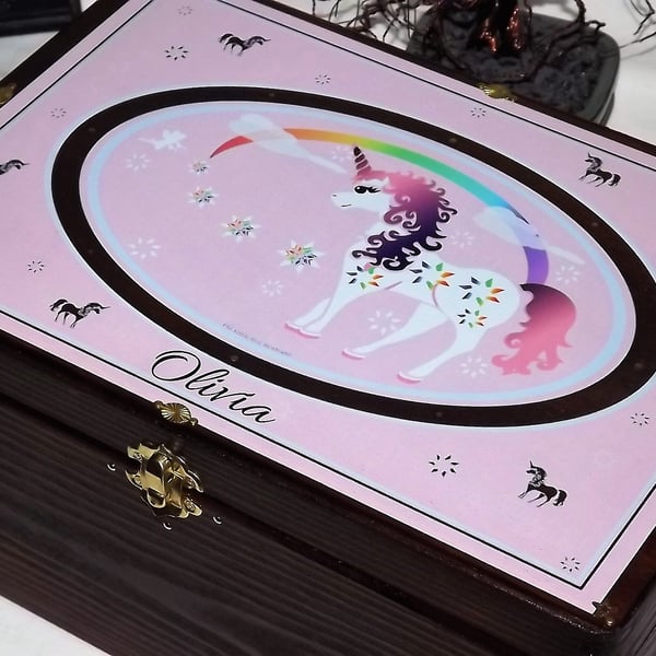 UNICORN Rainbow Fairy Wooden storage box