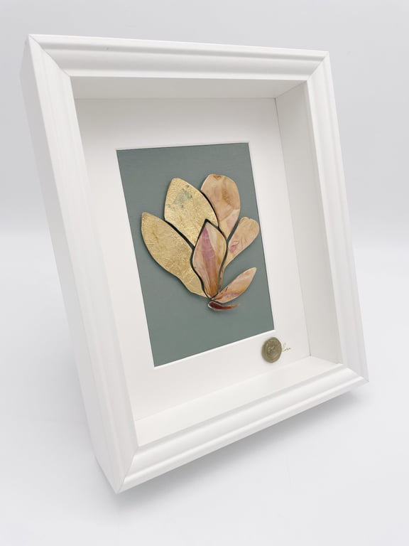 Madame de Maintenon - Original Botanical Wall Art with Gold and Petals