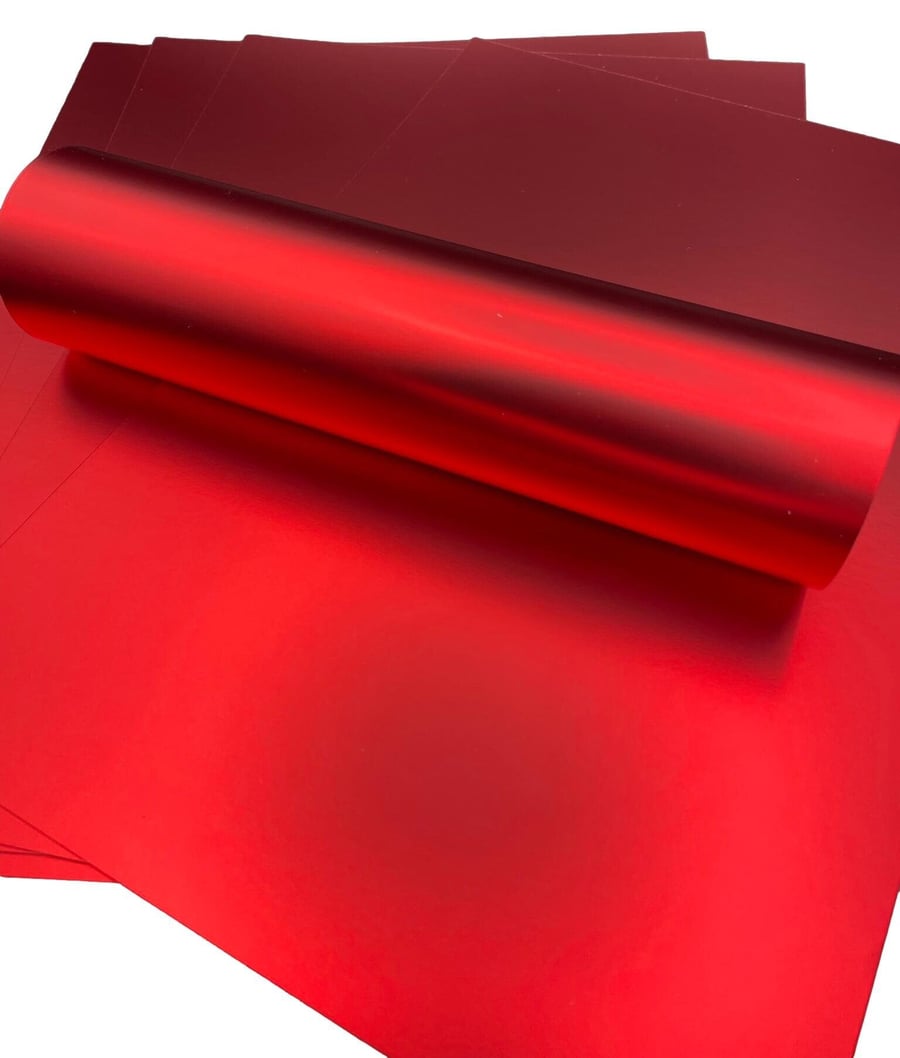5 Sheets A4 Premium RED Mirri Silk Effect Card Single Sided 290gsm 107lb Cover