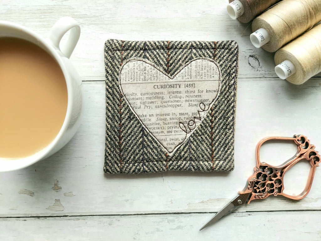 Love Heart Padded Applique Coaster