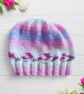 Pink Flowers Baby Hat Hand Knitted, Newborn Beanie 0-3 Months, Girls Beanie  - Image 1