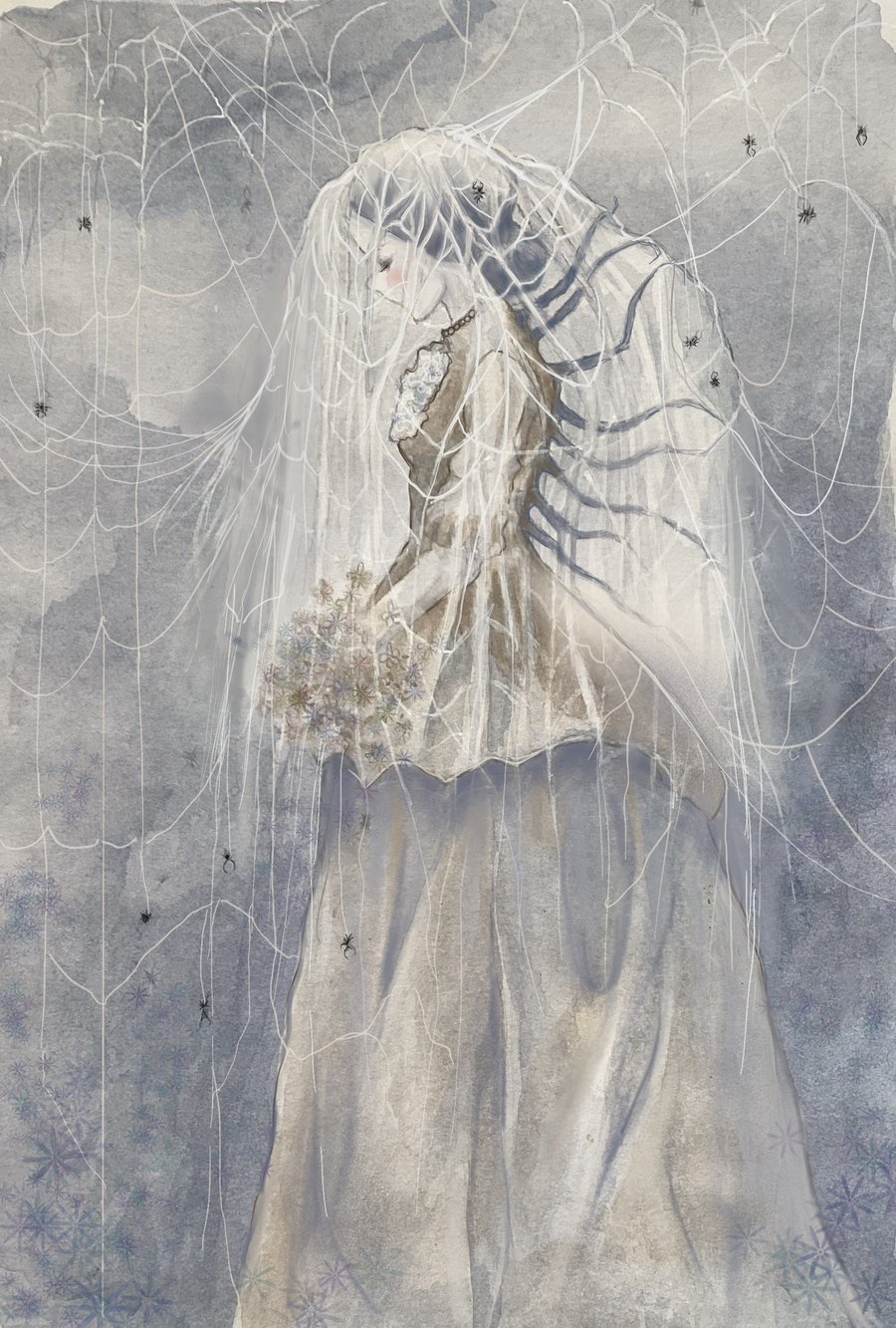 Gothic Witch Greeting card, birthday, Christmas, Whimsical Art, witchy,  