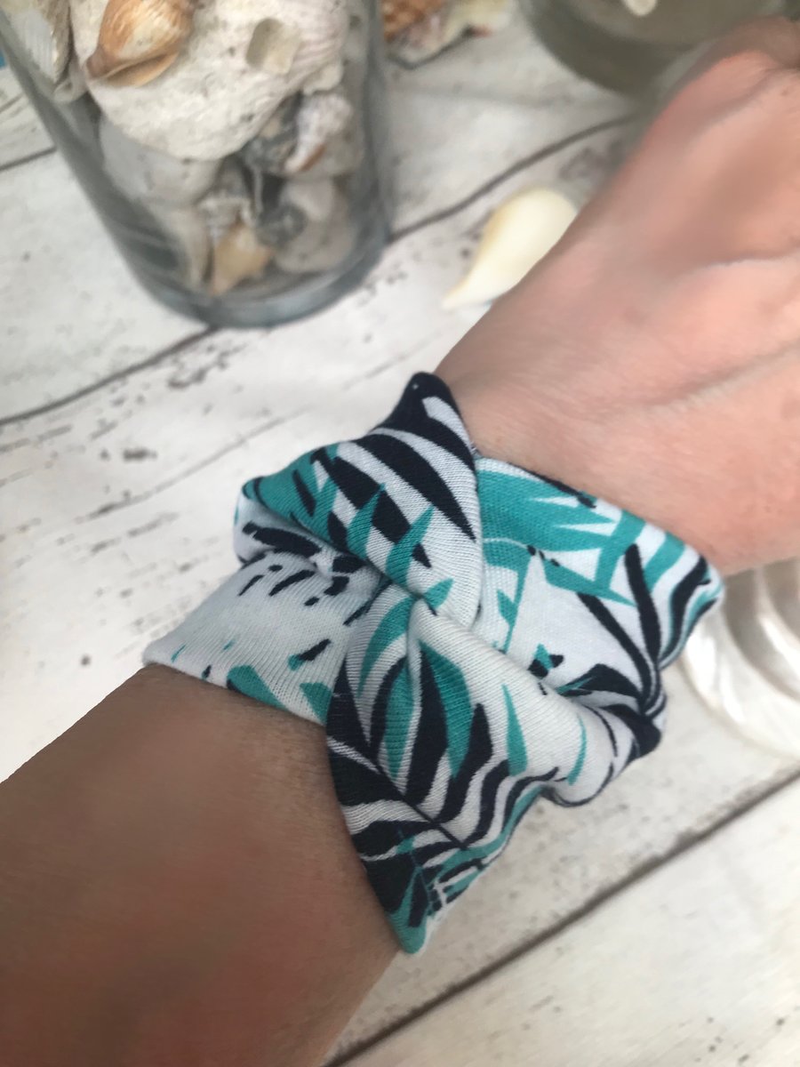 Wide wrist cover up textile bracelet 