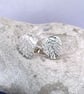 Fine silver leaf stud earrings