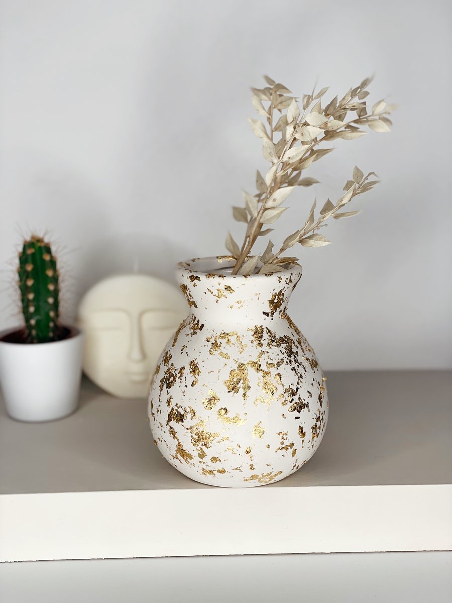 Gold Leaf Ceramic Vase 