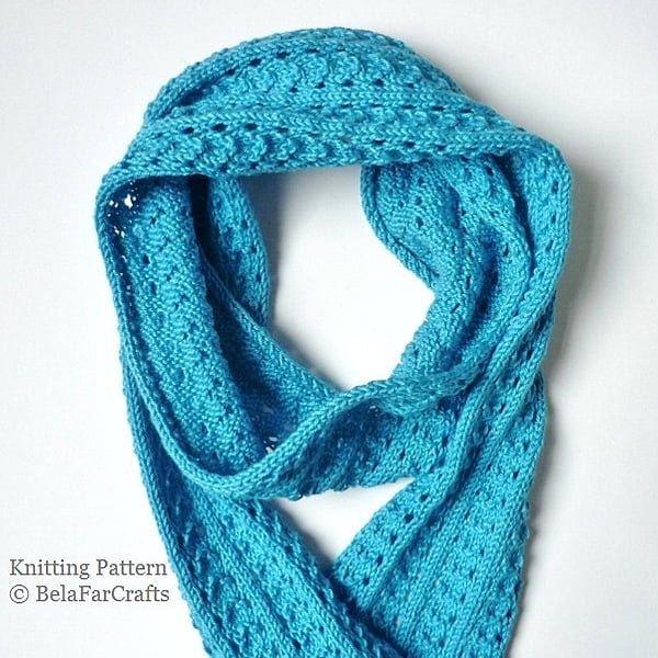 KNITTING PATTERN - Mini Waves Scarf - Lace knitting