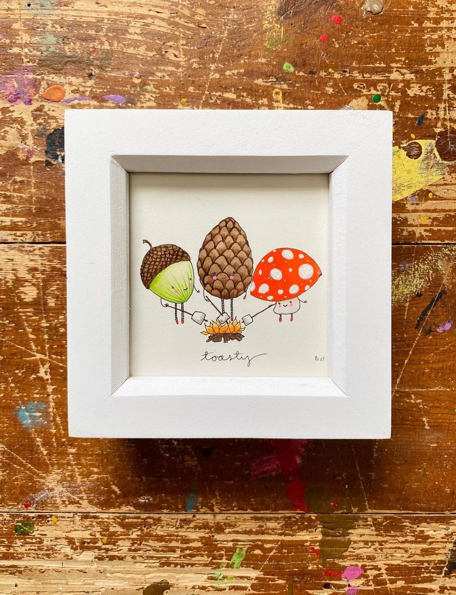Toasty - Framed original illustration.