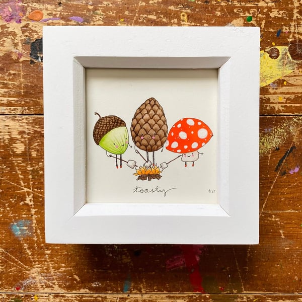 Toasty - Framed original illustration.